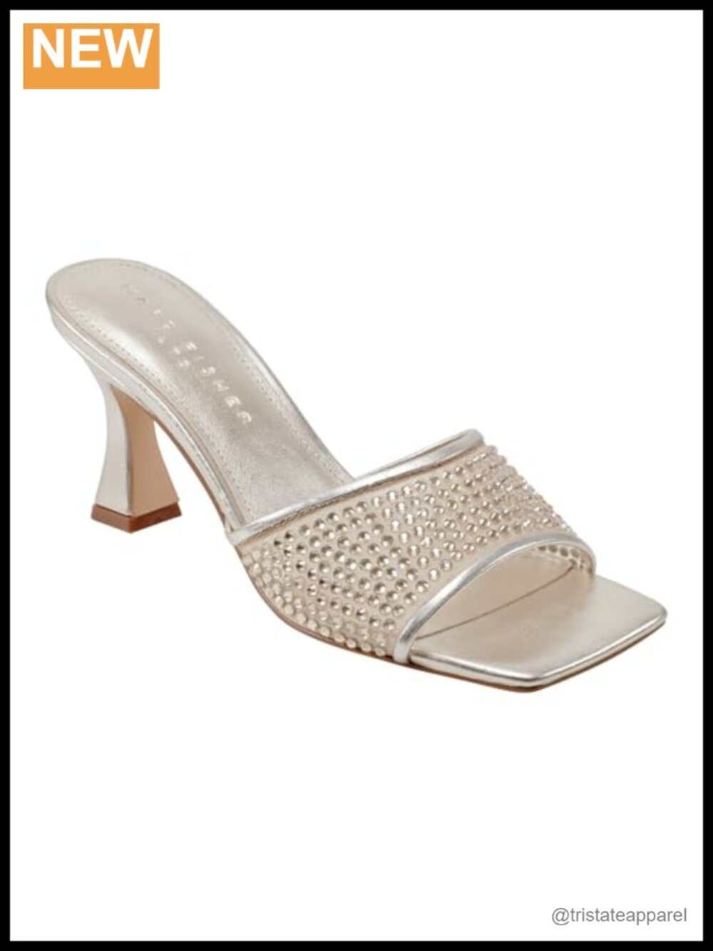 Marc Fisher LTD Delaney Embellished Heeled Sandals Slip-On 2.87" Heel